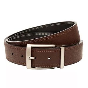 Nike Men's Nike Double Row Stitch Reversible Brown Two Tone Leather Belt